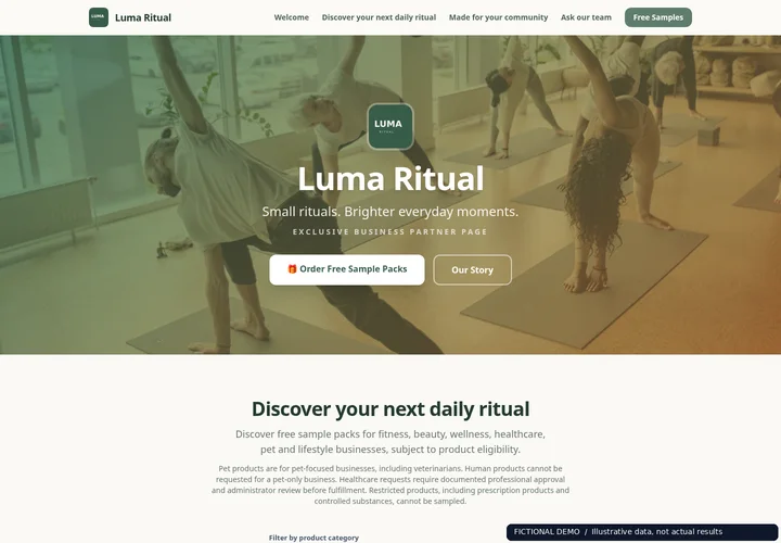 Your partner-facing brand page — Luma Ritual demo account