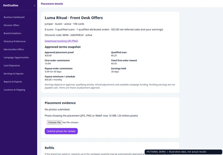 Your business partner portal — fictional Luma Ritual demo data